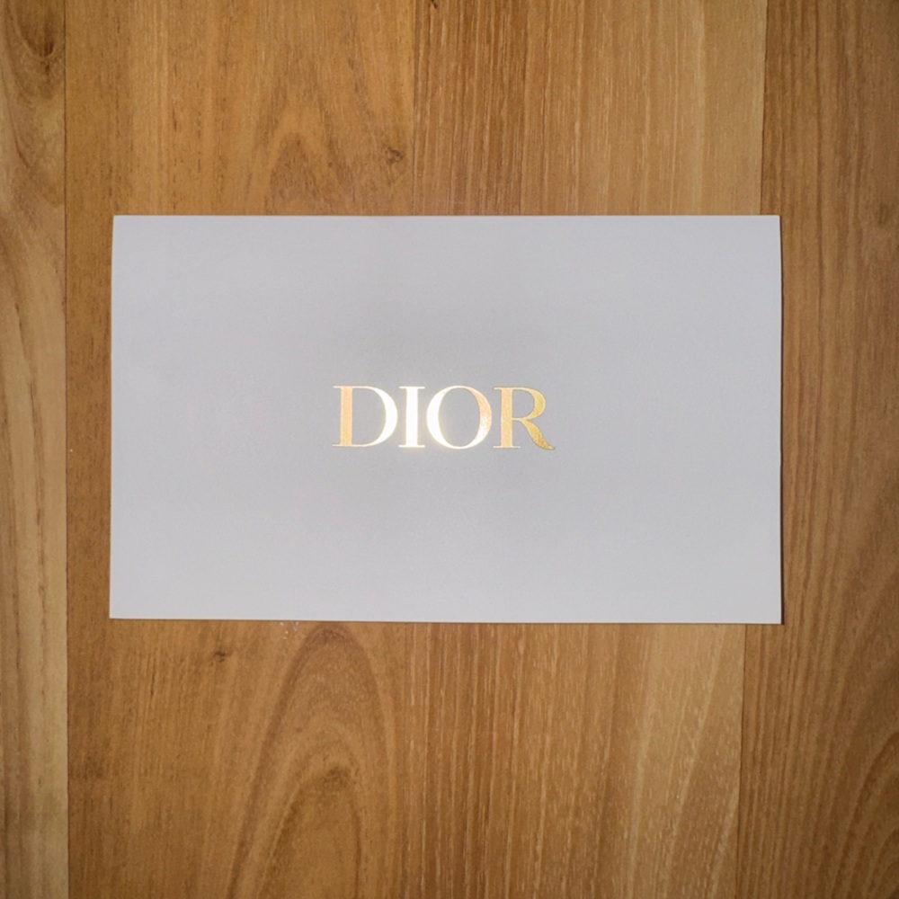 Dior White Card or receipt holder with Gold Foil Logo